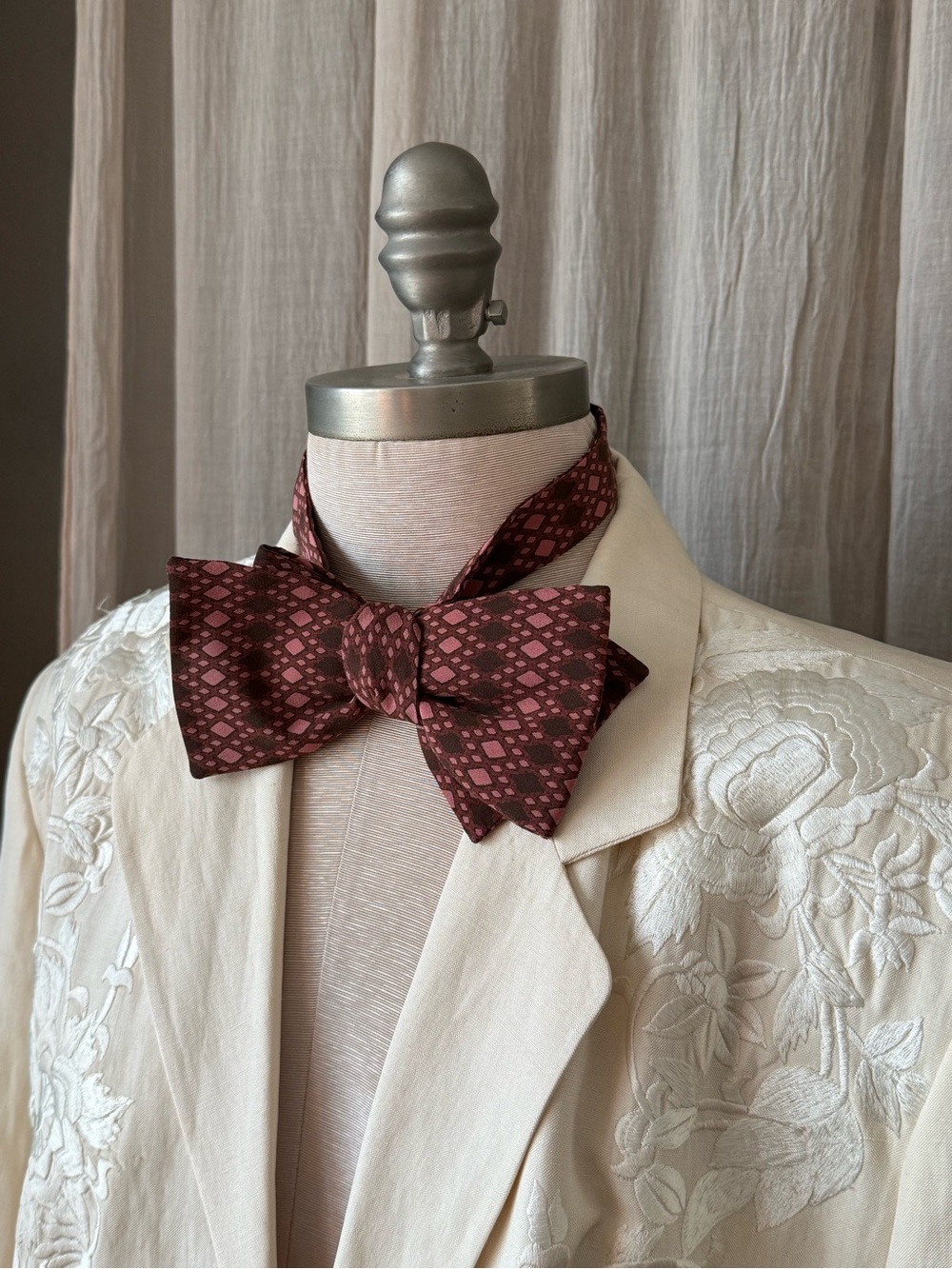 Rare Vintage Yves Saint Laurent Silk Bow Tie Made in Italy YSL 70s 80s Designer